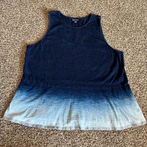 Women’s J. Jill Purejill Indigo Ombré Blue Tank Top Indigo XL